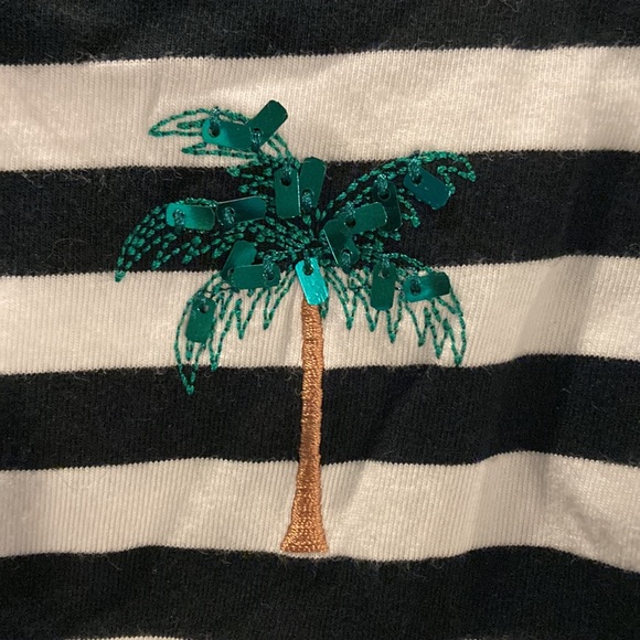 NWOT A.N.D EA WY SIZE XL NAVY BLUE AND WHITE STRIPE WITH PALM TREES 🌴 - Picture 2 of 7